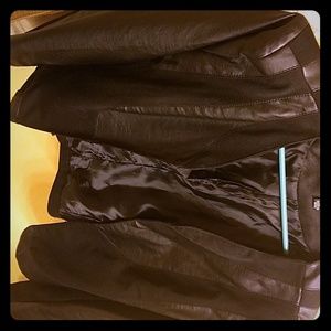 Black cloth and leather jacket